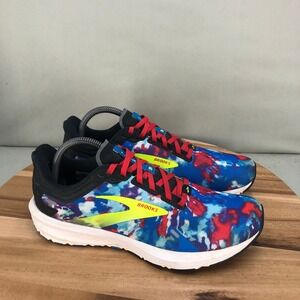 Brooks Launch 9 Tie Dye Running Shoes Womens 9.5 B Blue Red Yellow Lightweight